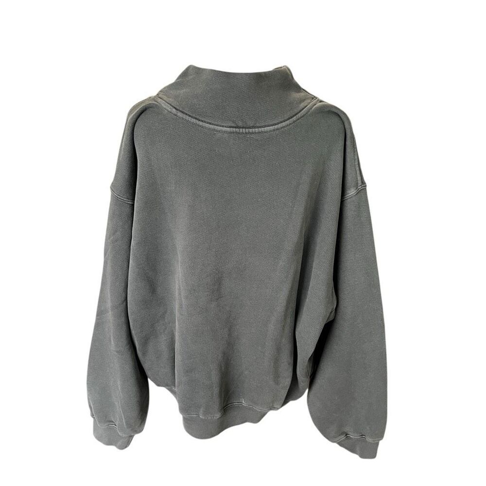 Joah Brown Gray Cropped Turtleneck Sweatshirt Oversized Cotton M/L - Picture 4 of 6
